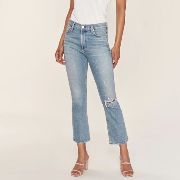 CITIZENS OF HUMANITY Demy Cropped Flare size 25 light wash distressed - Picture 5 of 14